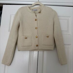 Zara Cream Cardigan with Gold Buttons